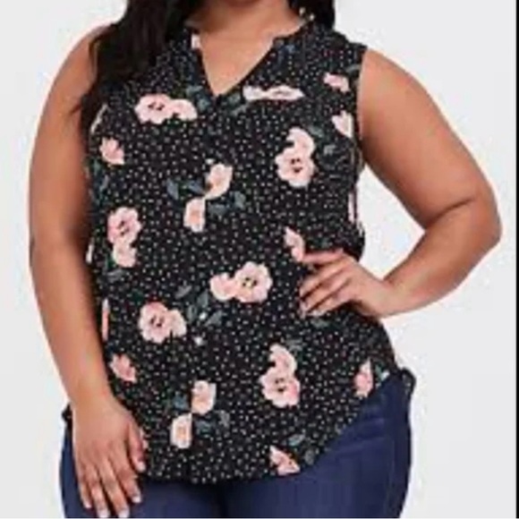 Torrid Harper size 1 sleeveless semi-sheer button-up floral blouse - Picture 11 of 11